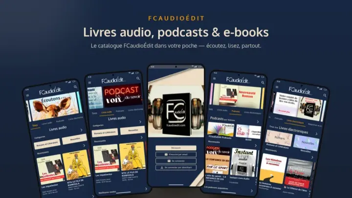 Application FcaudioEdit — Bibliothèque de livres audio et podcasts à la demande.