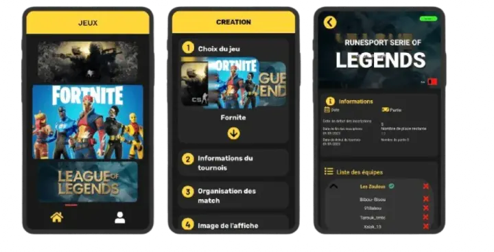 Application OspawnCup — Application de mise en relation des joueurs et organisateurs de tournois de jeux vidéo.